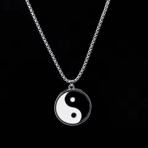 Simple Chinese Style Black White Tai Chi Gossip Pattern Pendant Hip Hop Street